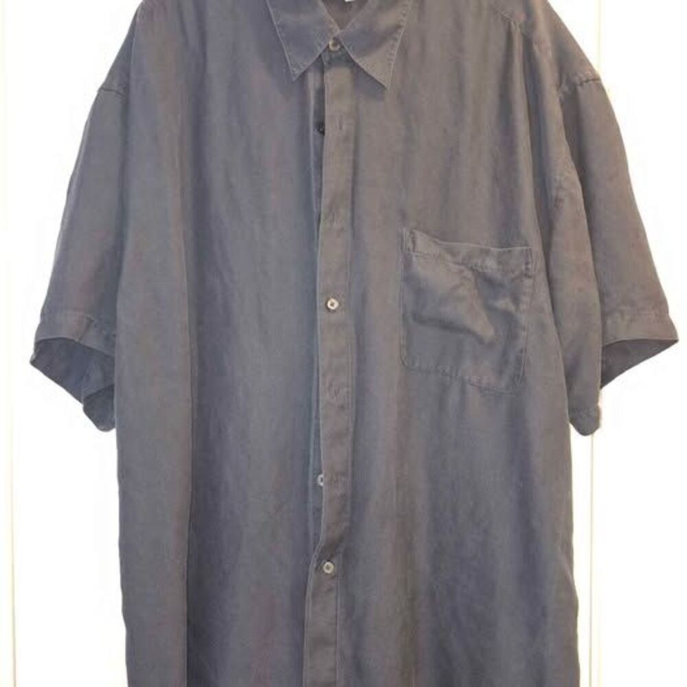 Vintage Perry Ellis 100% Silk Short Sleeve Button Down Shirt - Size XL